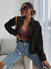Corduroy Trucker Jacket Long Sleeve for Fall & Winter Women