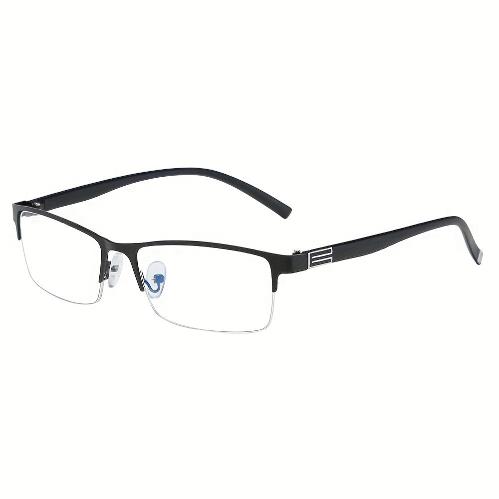 Men's Metal Half Frame Reading Glasses Light Blocking