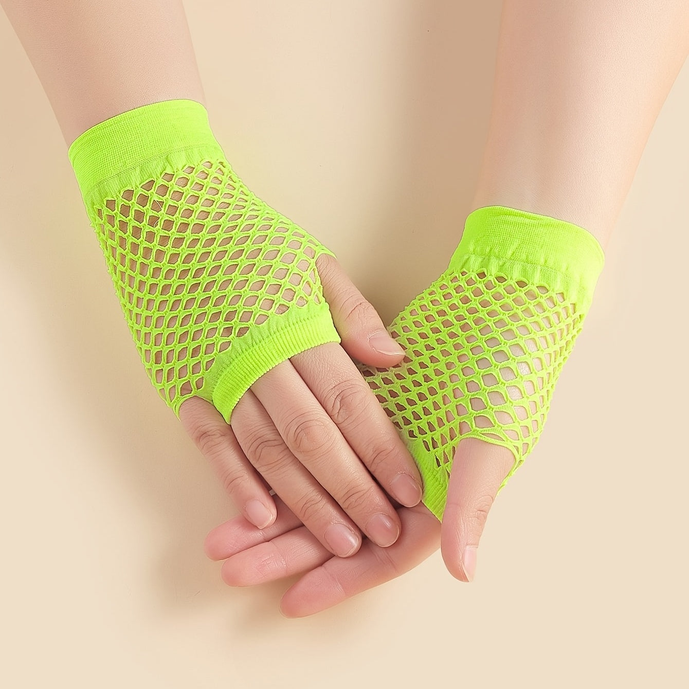 Fishnet Fingerless Wrist Gloves Solid Mesh Party Accessory