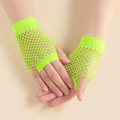 Fishnet Fingerless Wrist Gloves Solid Mesh Party Accessory