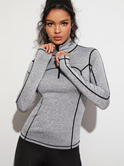 High Neck Half Zip Yoga Sports Top Slim Fit