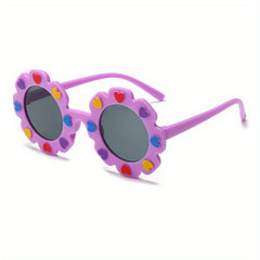 Children's Heart-shaped Decorative Flowers Sunglasses UV Protection