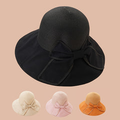 Thin Strap Bow Big Brim Sun Hat for Spring and Summer Outings