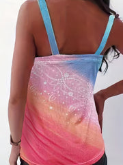 Floral Print Colorblock Tank Top V Neck Sleeveless