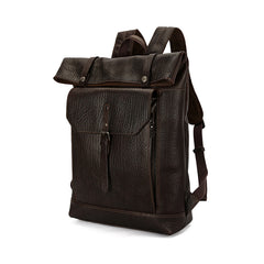 Men Leather Backpack Cow Leather Business Bag Waterproof