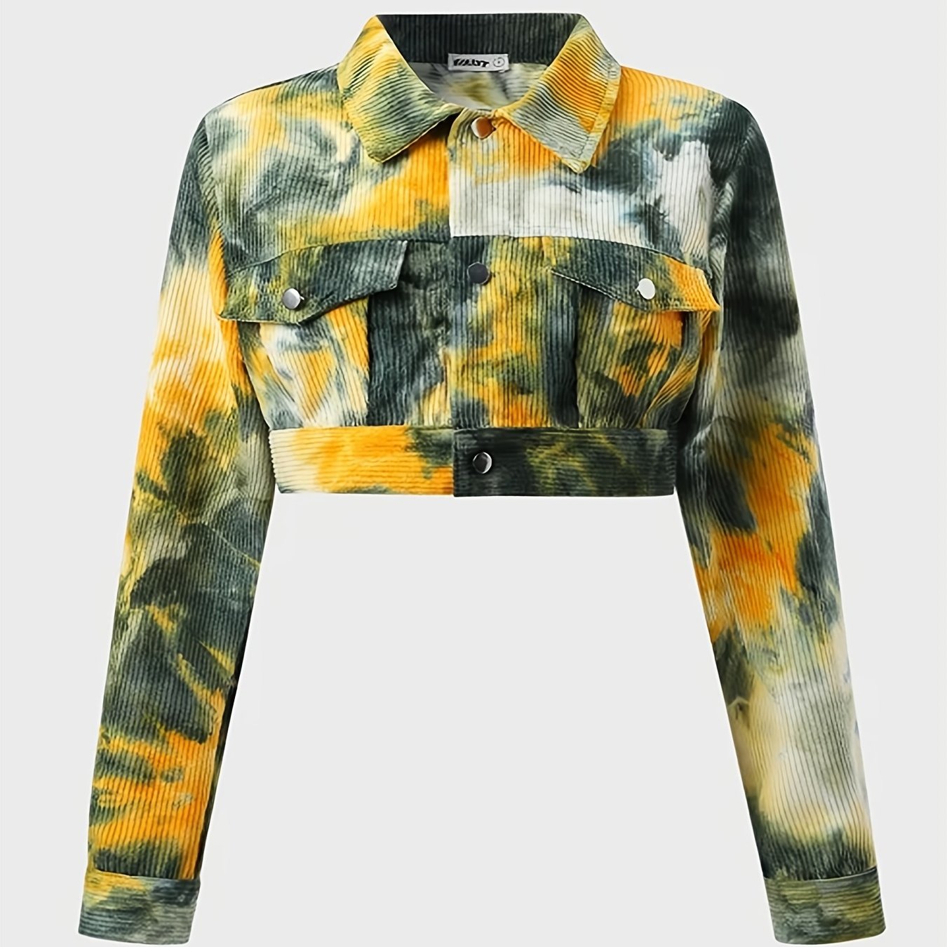 Tie Dye Crop Jacket Lantern Sleeve Casual Outerwear