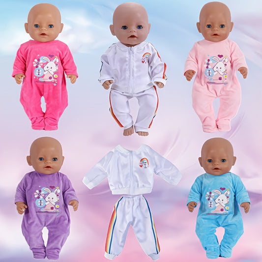 Doll Clothes Set for 18" Dolls - Rabbit Suit and Rainbow Costume