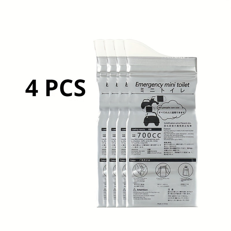 4pcs Emergency Disposable Urinal Bag 700ML Portable Camping Pee Bag