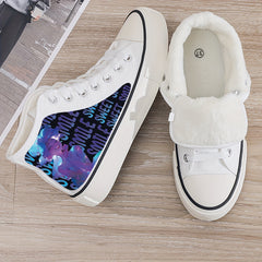 Anime Girl Print Plush Lined Thermal Canvas Sneakers