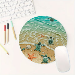 Turtle Starfish Round Mouse Pad Non Slip Rubber Base