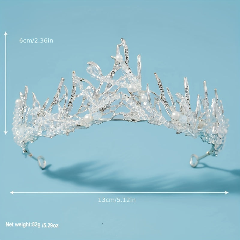 Silvery Crystal Headband Faux Pearl Hair Band Tiara Wedding Accessories