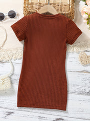 Toddler Girls Short Sleeve Leopard Casual Dress Kids Summer Clothes