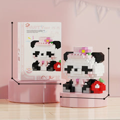 Chinese Style Panda Building Block Flower Desktop Ornament