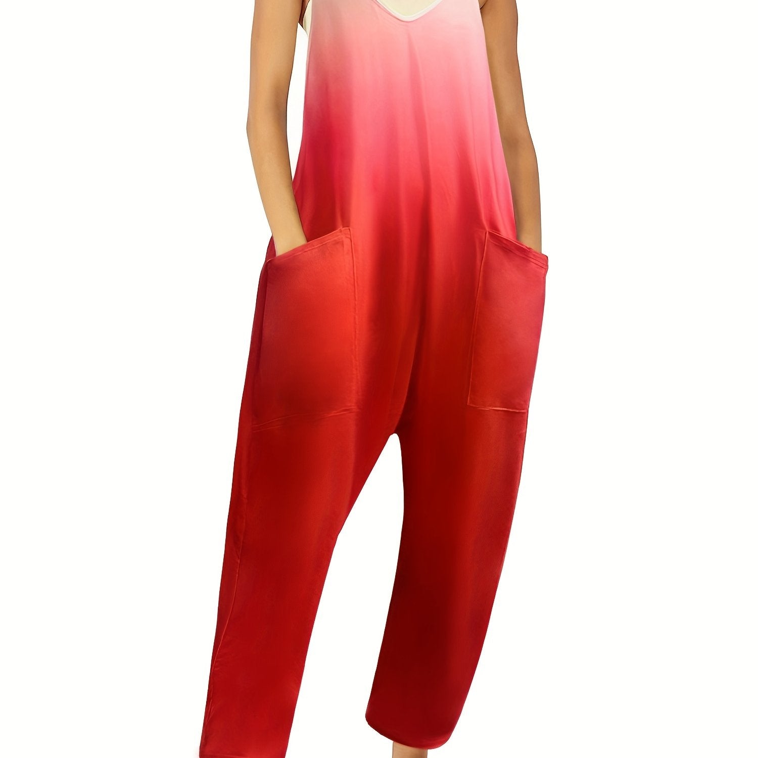 Gradient Cami Jumpsuit with Patched Pockets for Women
