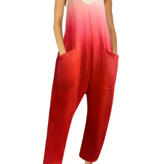 Gradient Cami Jumpsuit with Patched Pockets for Women