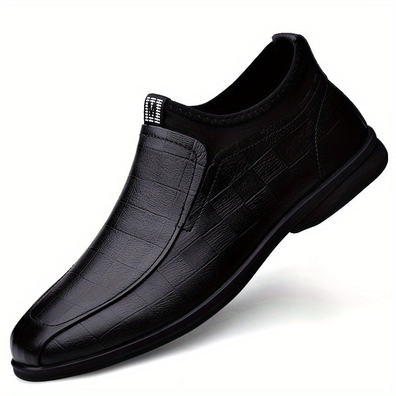 Men's Leather Plaid Loafer Shoes Wear resistant Non Slip Casual Shoes