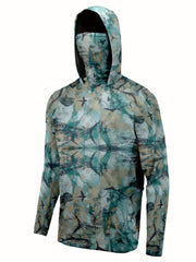 Men's Pattern Long Sleeve Hoodie With Mask Anti UV Sunscreen