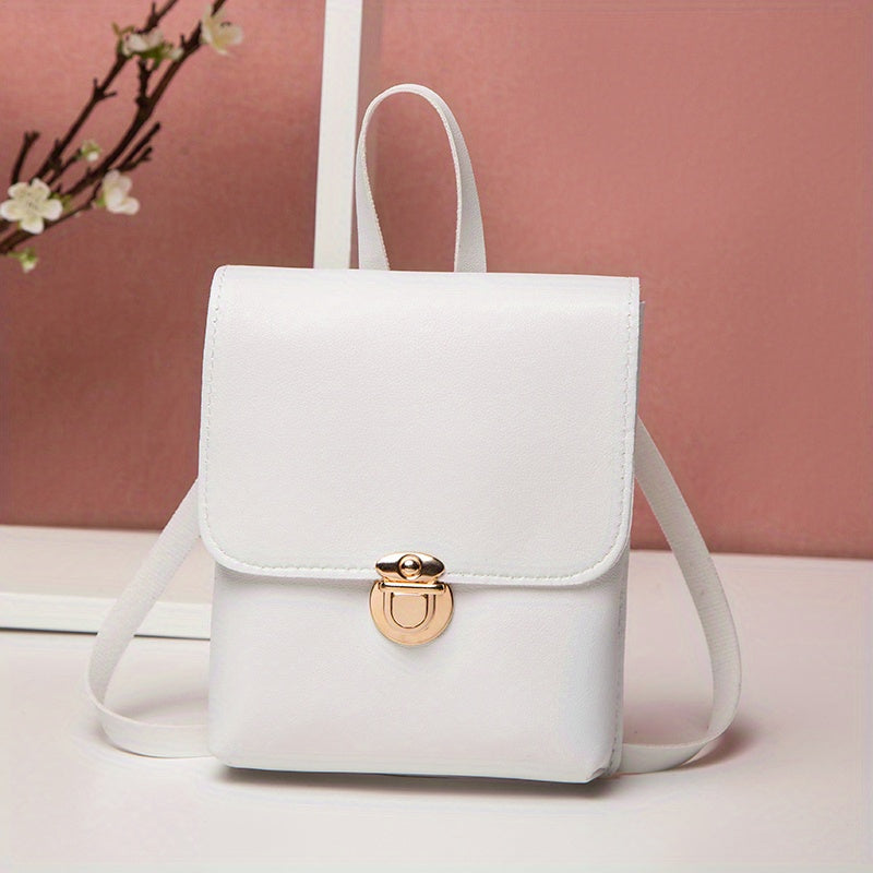Mini Solid Crossbody Bag PU Leather Handbag Women's Phone Storage Bag & Purse