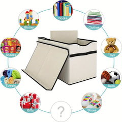 Large Beige Toy Box Canvas Soft Fabric Children Toy Storage Bin