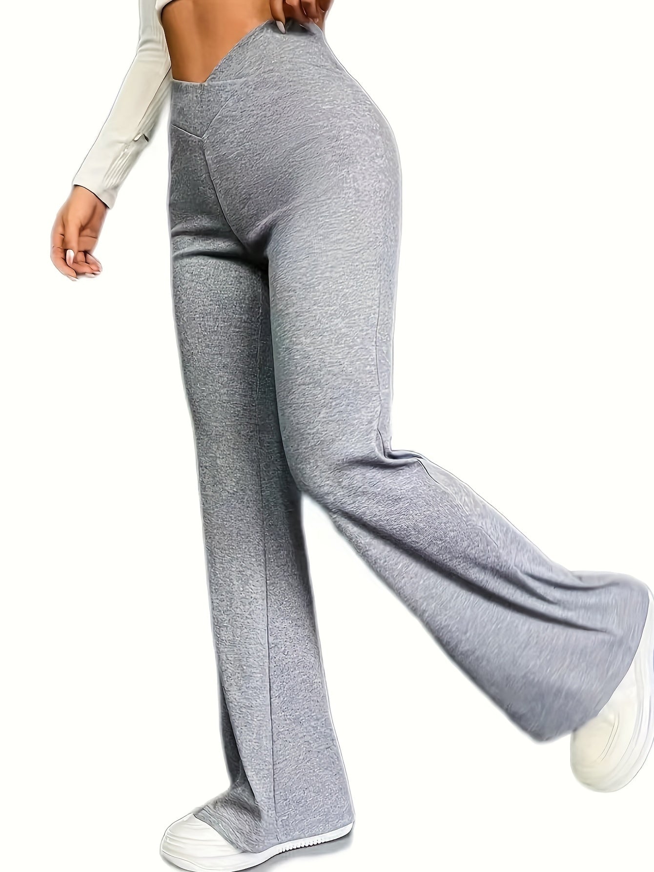 Heathered High Rise Flared Leg Pants