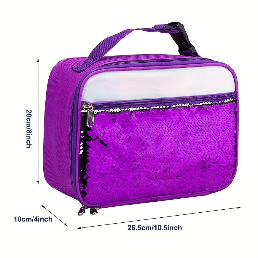 Portable Outdoor Sequin Lunch Bag Insulation Bag For Girls