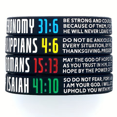 4pcs Letter Pattern Silicone Bracelet Waterproof Rubber Wristband