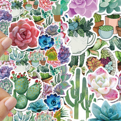50pcs Plant Series Graffiti Stickers Waterproof DIY Handbook Sticker Pack