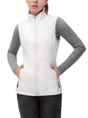 Women's Fleece Lined Softshell Vest, Windproof Lightweight Outerwear