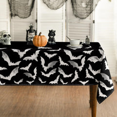 Halloween Bat Pattern Table Runner Dark Style Decoration