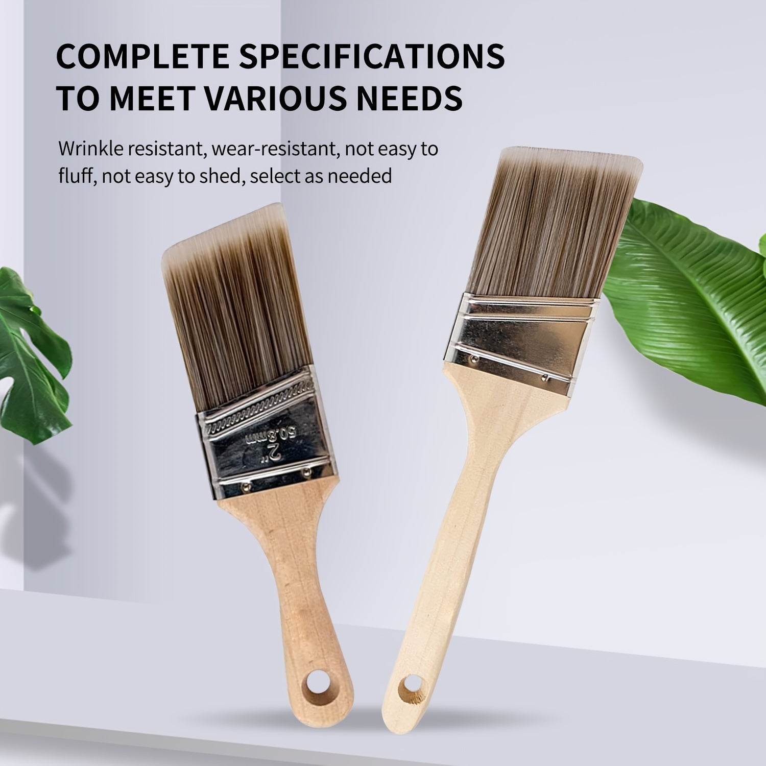 5pcs Angled Paint Brush Set Wooden Handle Stainless Ferrule