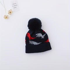 Dinosaur Knitted Hat with Ear Protection for Baby Boys and Girls
