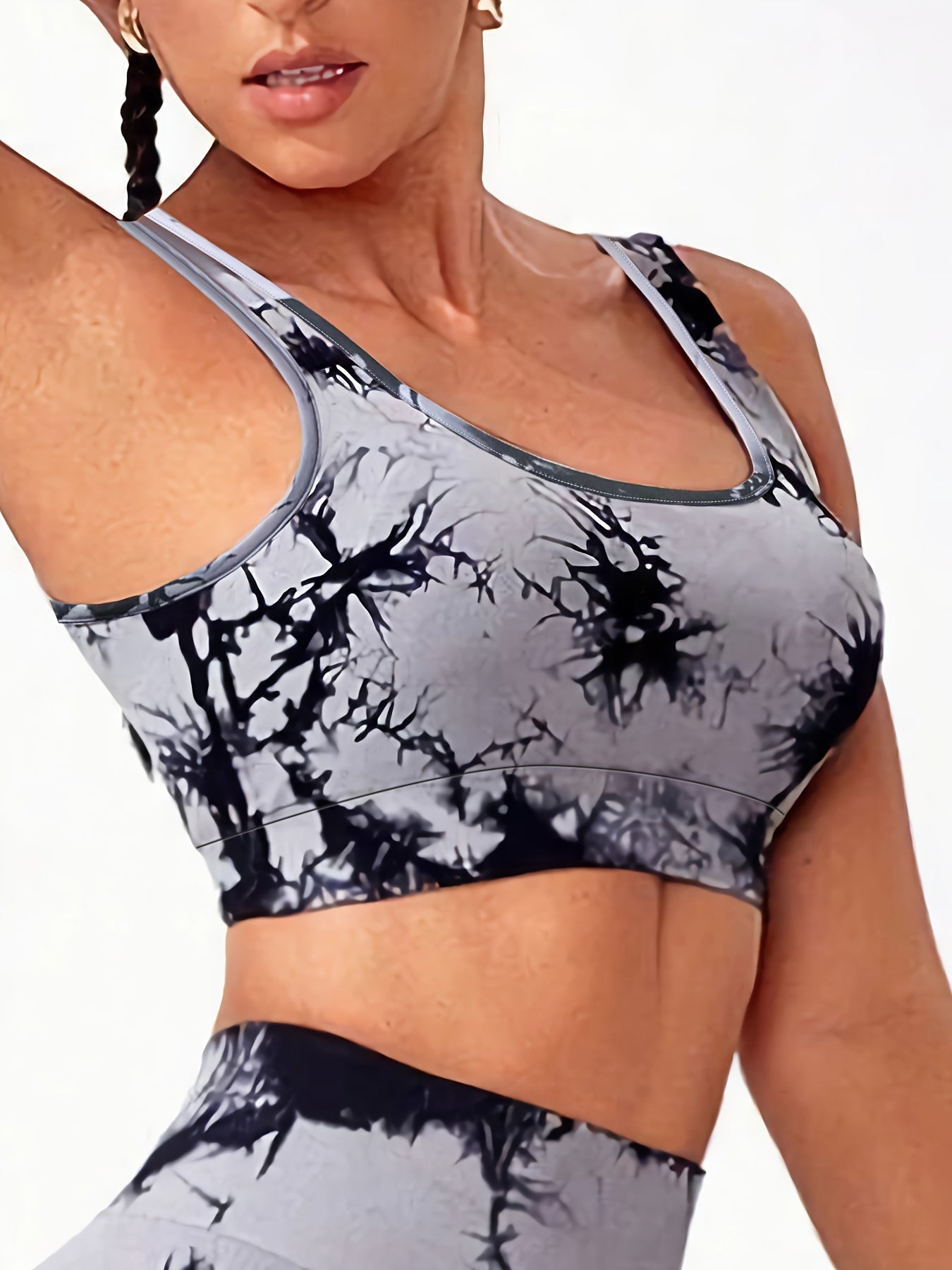 Plus Size Tie Dye Wireless Racer Back Sporty Bra