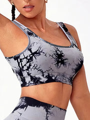 Plus Size Tie Dye Wireless Racer Back Sporty Bra