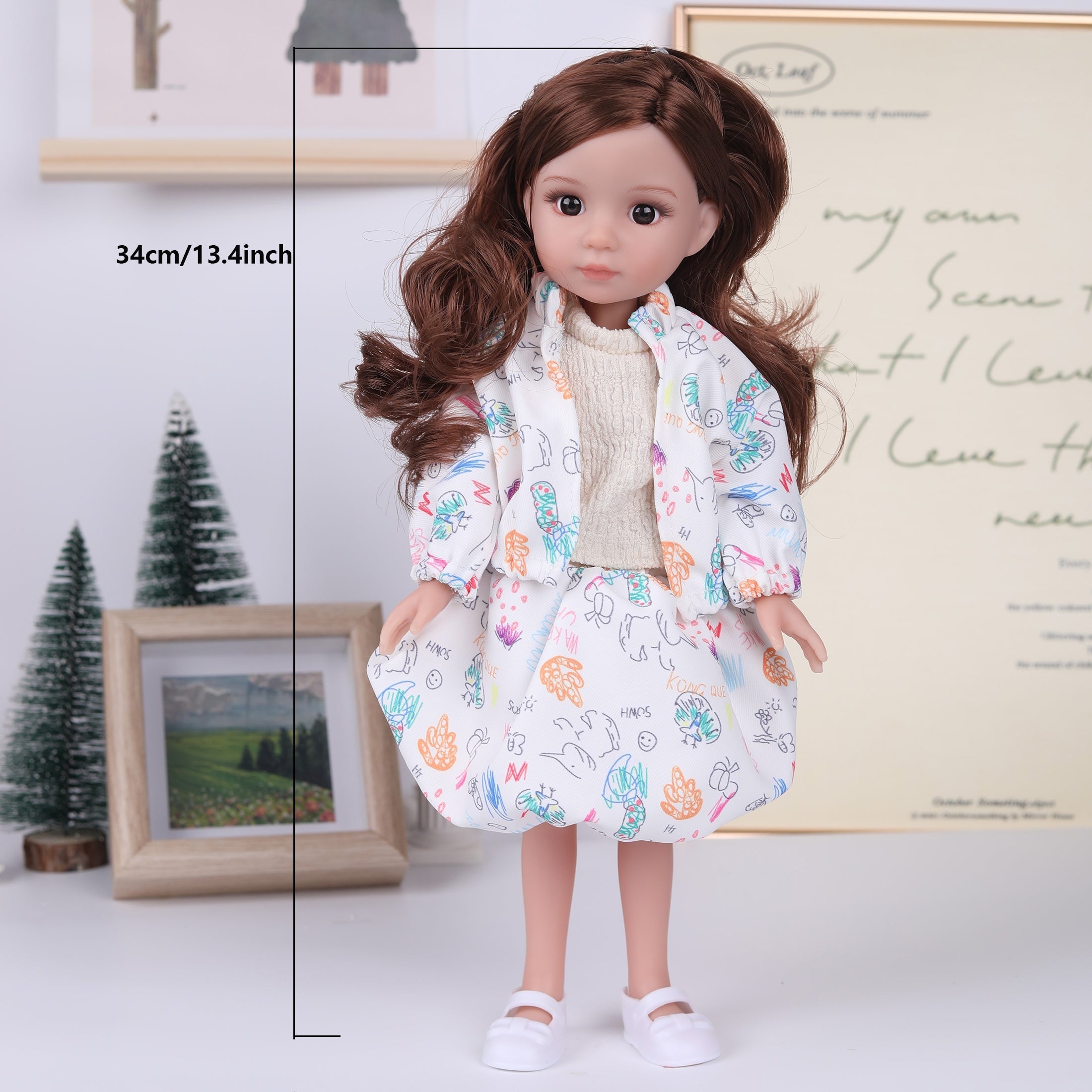 35 Girl Doll Winter Outfit Collectible Toy Christmas Gift Light Brown