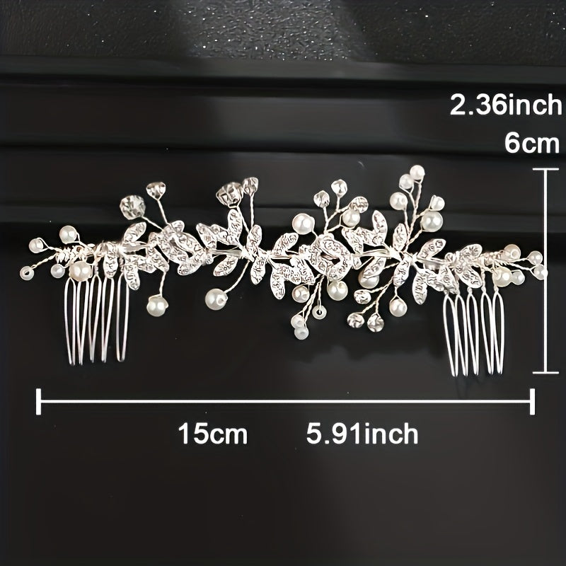 Crystal Comb Silver Golden Rose Golden Bridal Pearl & Crystal Hair Comb