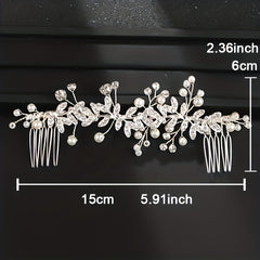 Crystal Comb Silver Golden Rose Golden Bridal Pearl & Crystal Hair Comb
