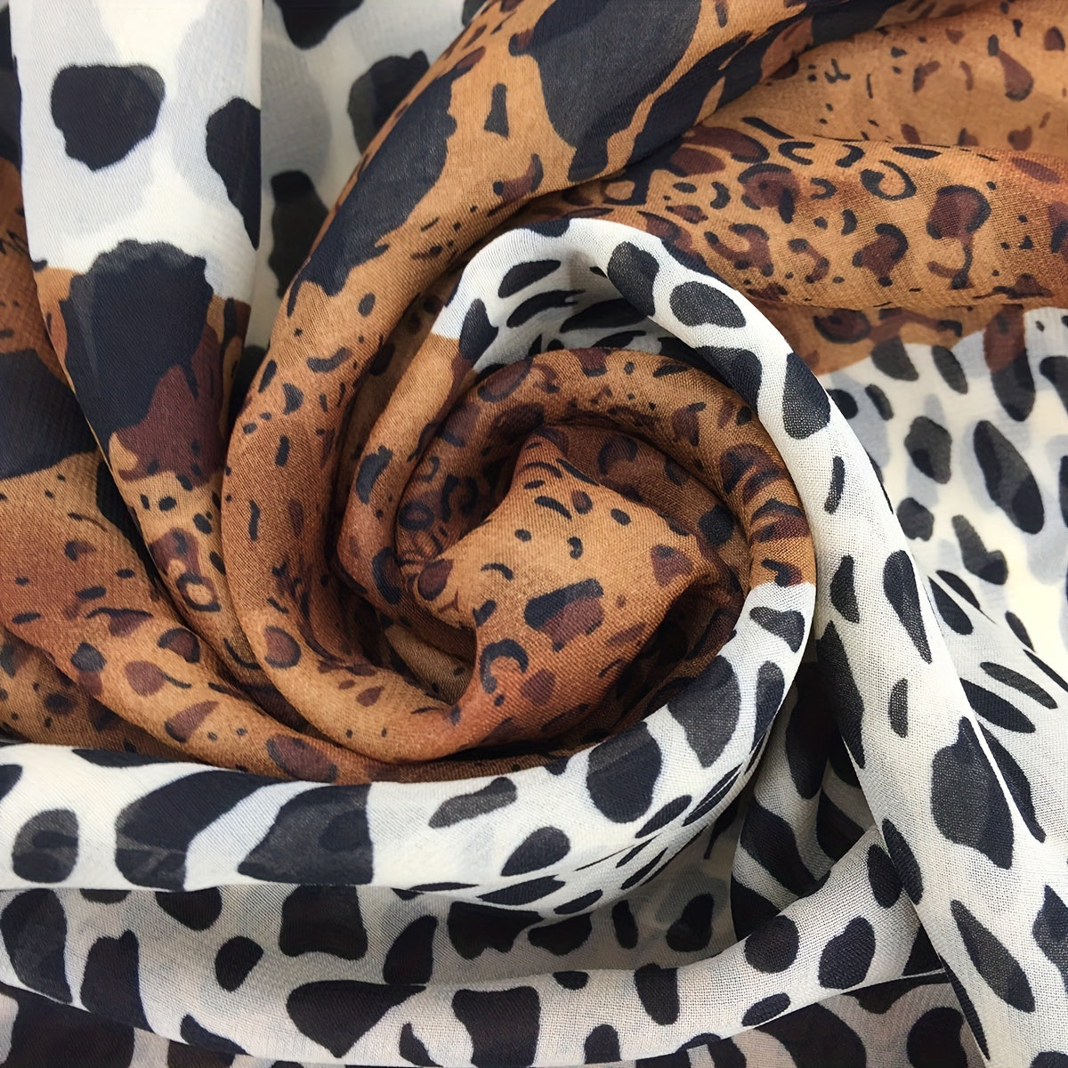 Leopard Block Scarf Women Warm Neckerchief Stylish Vintage Chiffon