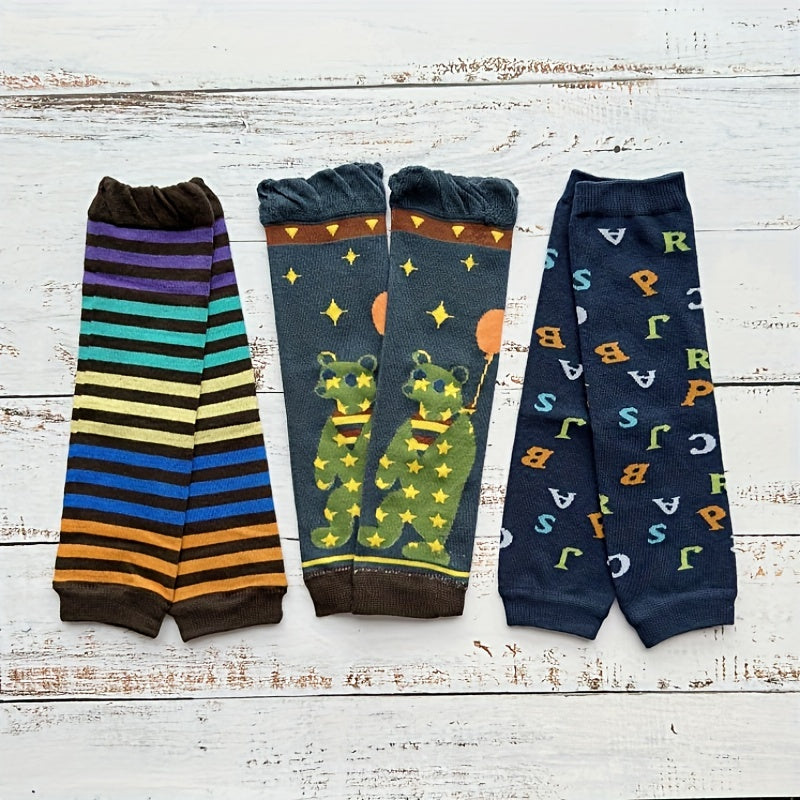 Kids Leg Warmer Colorful Stripe Letter Cartoon Bear Child Leg Warmers
