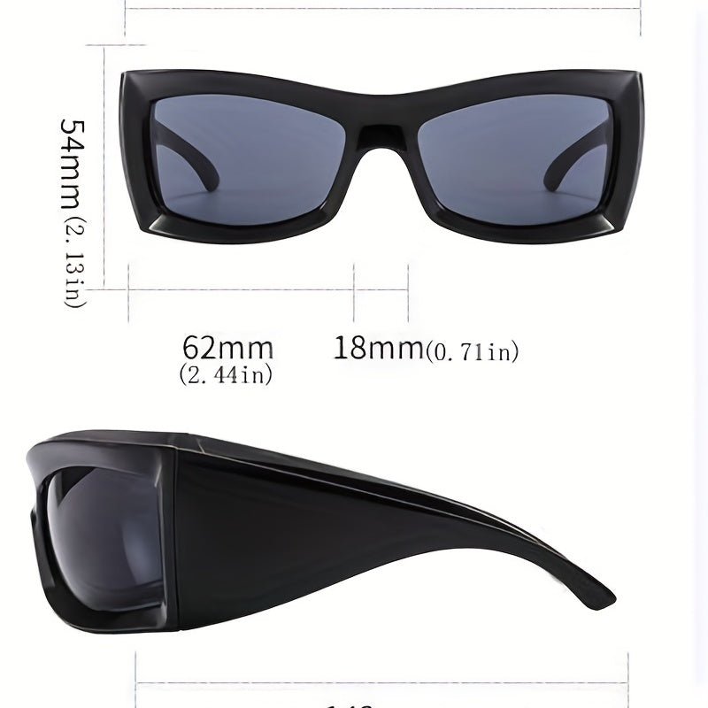 Y2K Wrap Around Sunglasses Oversized Block Glasses UV400