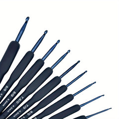 9pcs Dark Crochet Set Soft Grip Ergonomic Hooks for Arthritic Hands
