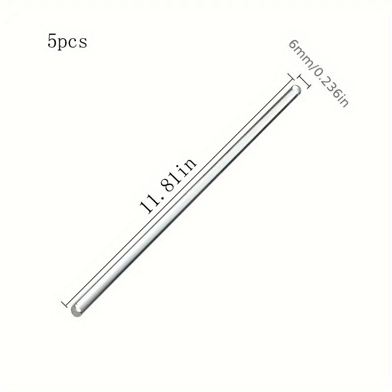5pcs Glass Rod Stirrers for Mixing Beverages & Chemicals