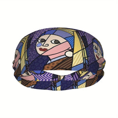 Unisex Sports Headband Sweat Wicking Polyester Mosaic Art
