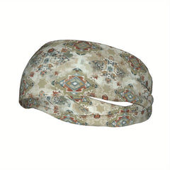Men's Boho Vintage Headband Non Slip Hairband Beige Brown Red Gray Teal Orange