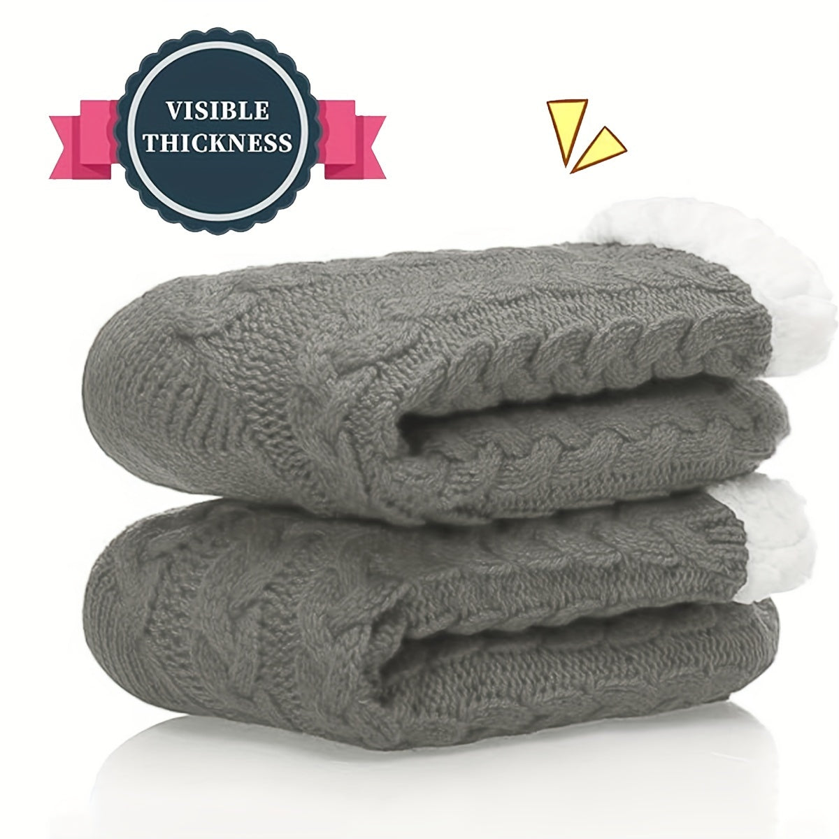 Cozy Slipper Socks with Grippers Thick Warm Fuzzy Sleep Socks