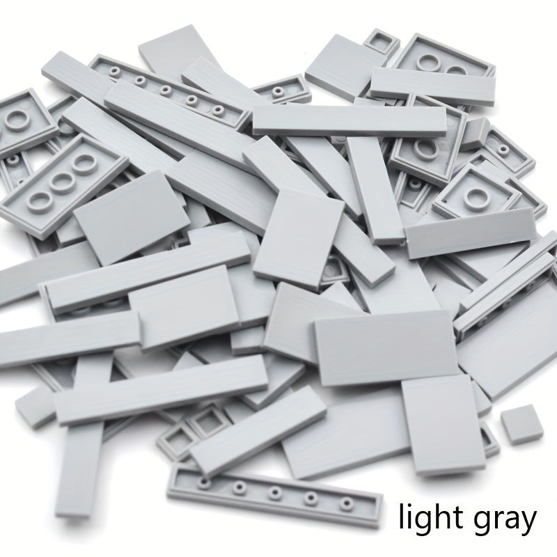 100pcs ABS Plastic Building Blocks Set Flat Tiles DIY Construction Toy Kit