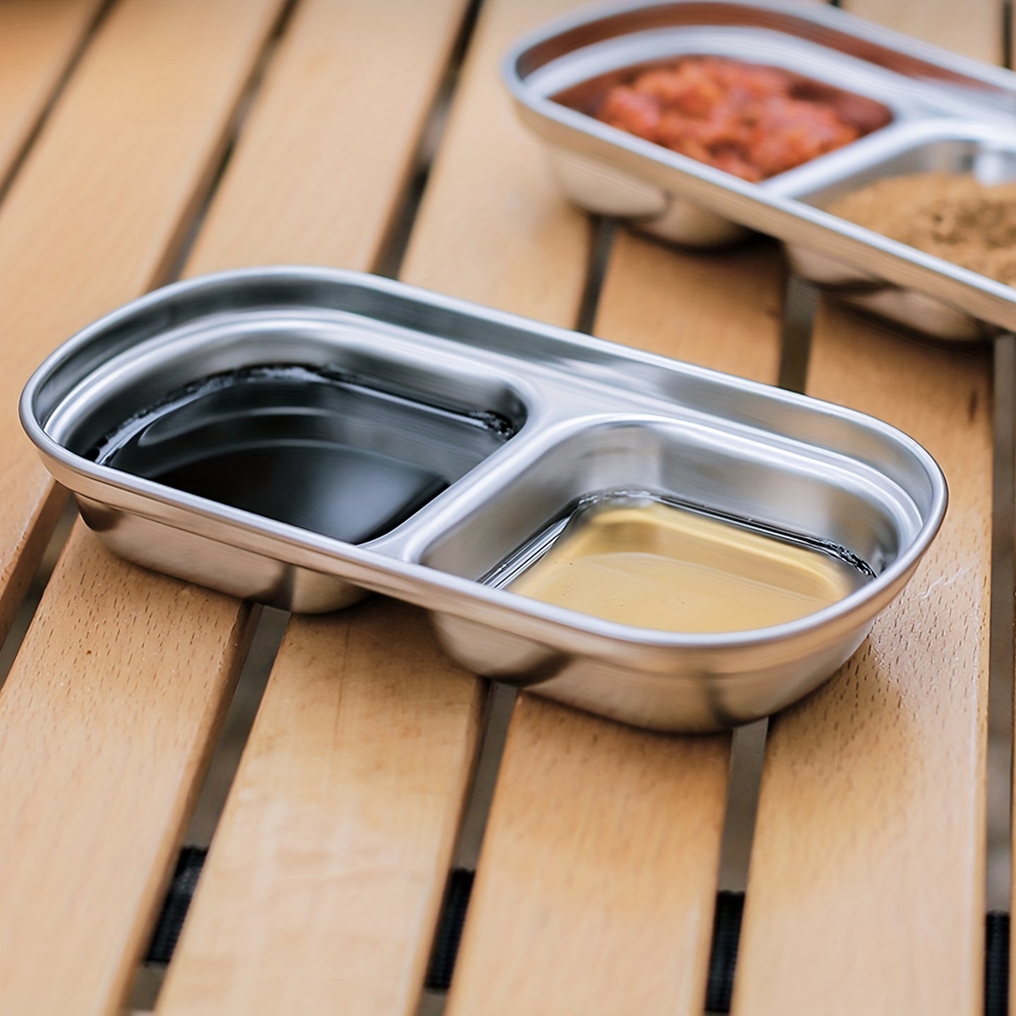 1pc Stainless Steel Seasoning Dish for Home Outdoor Camping