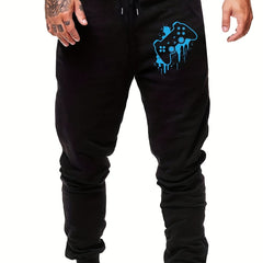 Gamepad Print Men's Drawstring Sweatpants With Pockets Jogger Pants