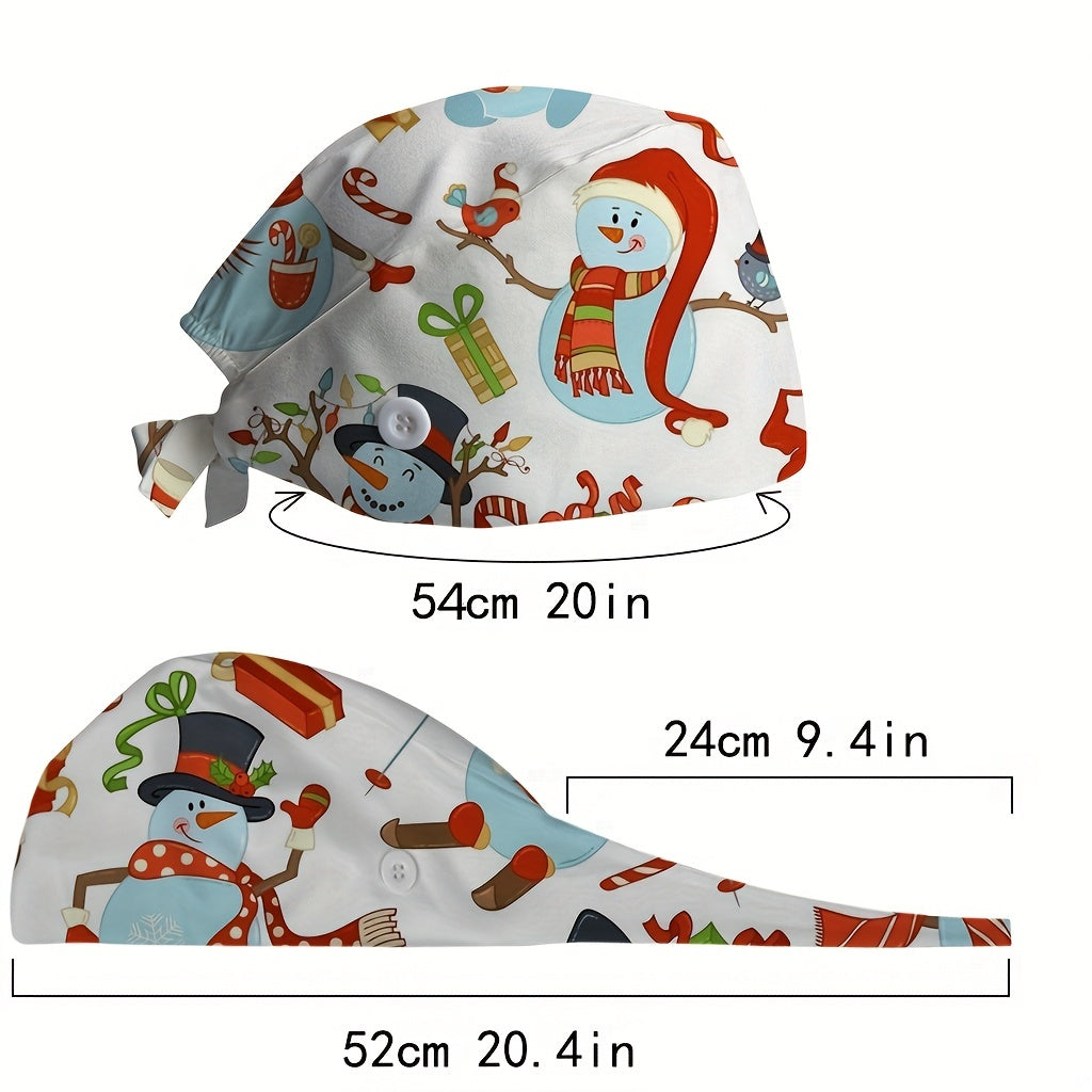 Cartoon Print Working Hat Casual Elastic Nurse Hat Women Scrub Cap