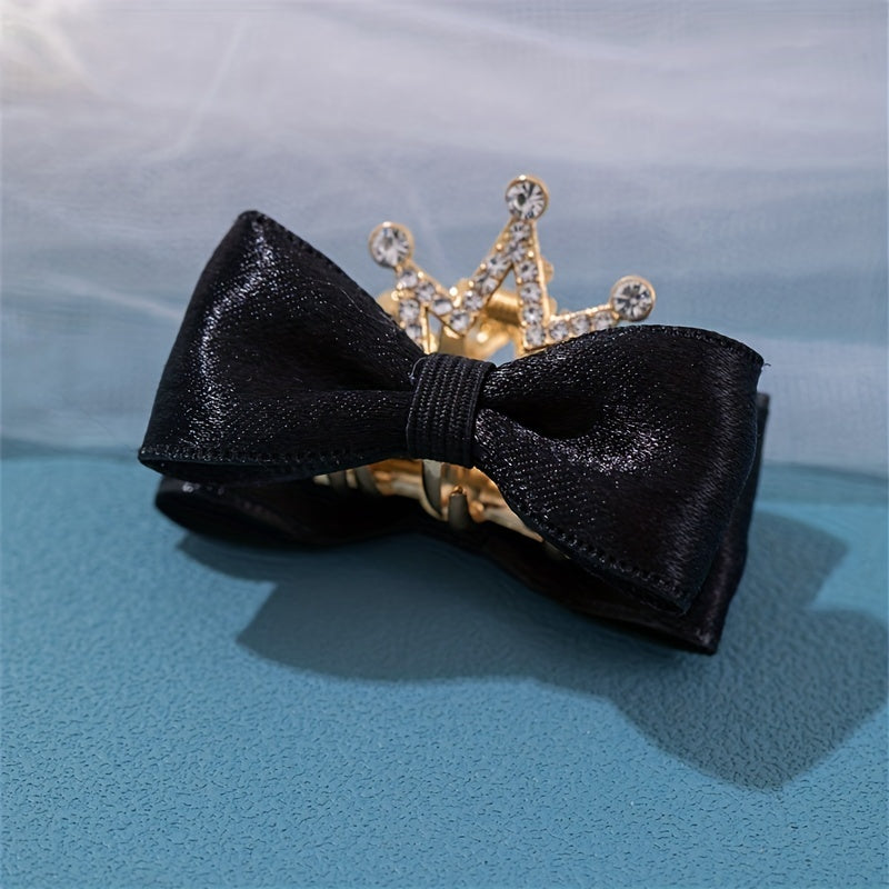 Kids Bow Crown Hair Clip Rhinestone Princess Hairpin