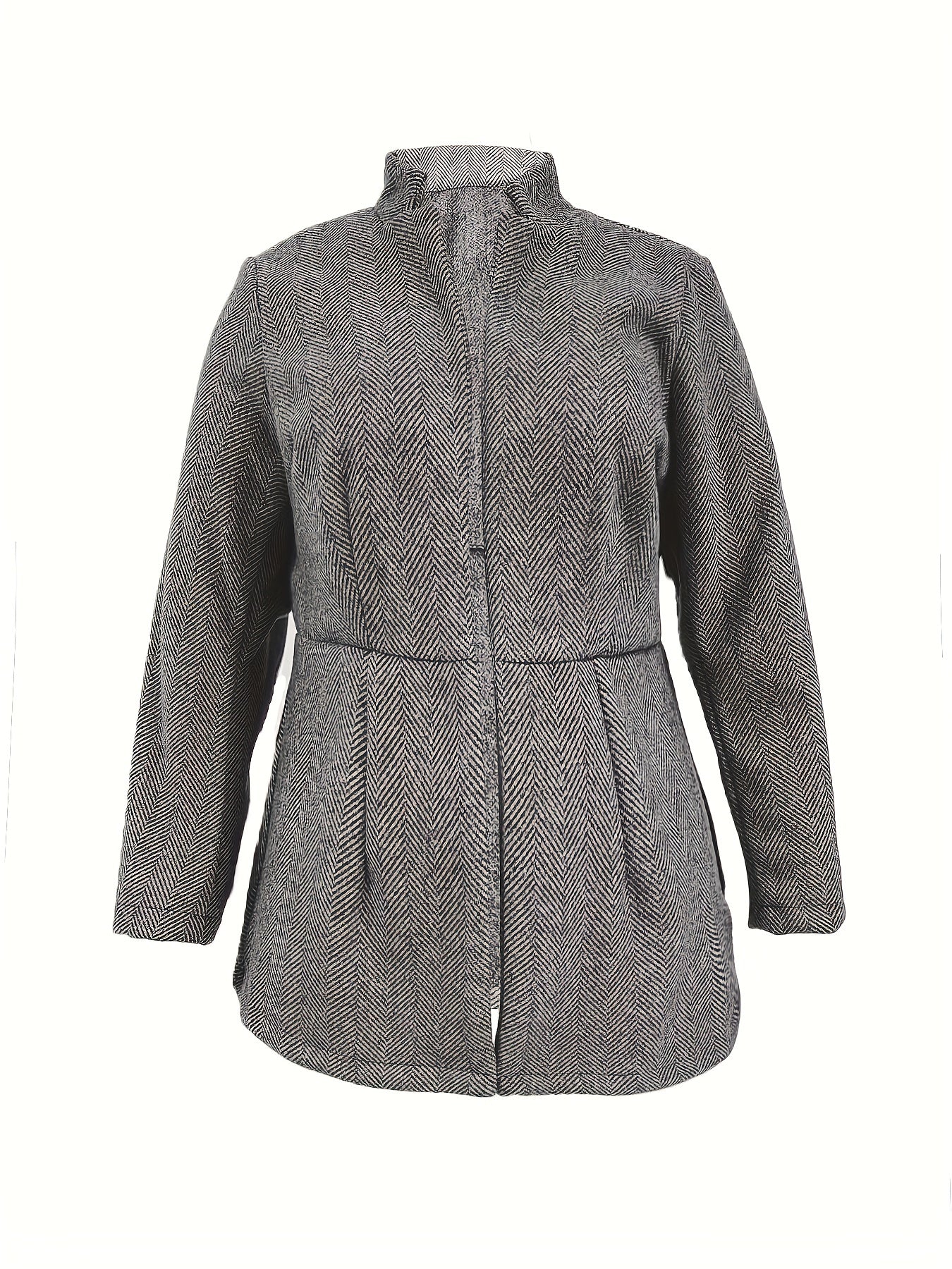 Chevron Print Woolen Long Sleeve Blazer